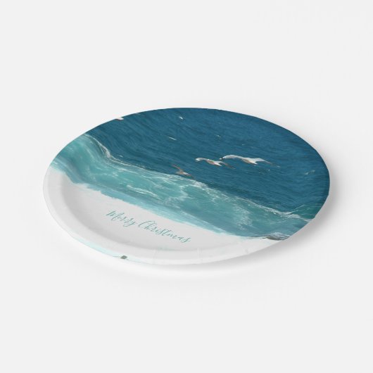 Assiettes En Carton Joyeux Noël Ocean Waves Plaques en papier (Angle)