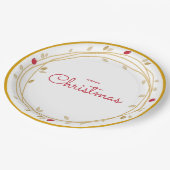 Assiettes En Carton Joyeux Noël or/rouge (Angle)