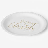 Assiettes En Carton Joyeux Noël or sur blanc (Angle)