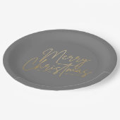 Assiettes En Carton Joyeux Noël or sur Silver Grey (Angle)