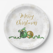 Assiettes En Carton Joyeux Noël Ornements Gold Fête (Devant)