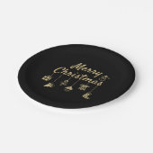 Assiettes En Carton Joyeux Noël Ornements or (Angle)