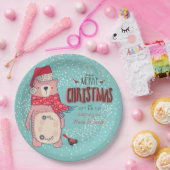Assiettes En Carton Joyeux Noël - Ours de Noël et texte modifiable sur (Fête)