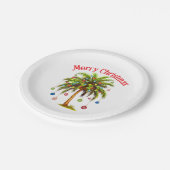 Assiettes En Carton Joyeux Noël Palm Tree Light Hawaiian Tropical (Angle)