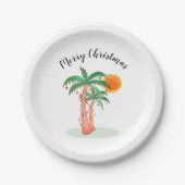 Assiettes En Carton Joyeux Noël Palm Trees Soleil (Devant)