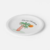 Assiettes En Carton Joyeux Noël Palm Trees Soleil (Angle)