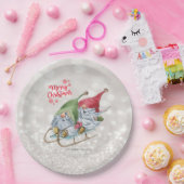 Assiettes En Carton Joyeux Noël, Parties scintillant Bokeh, Gnomes mig (Fête)