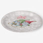 Assiettes En Carton Joyeux Noël, Parties scintillant Bokeh, Gnomes mig (Angle)