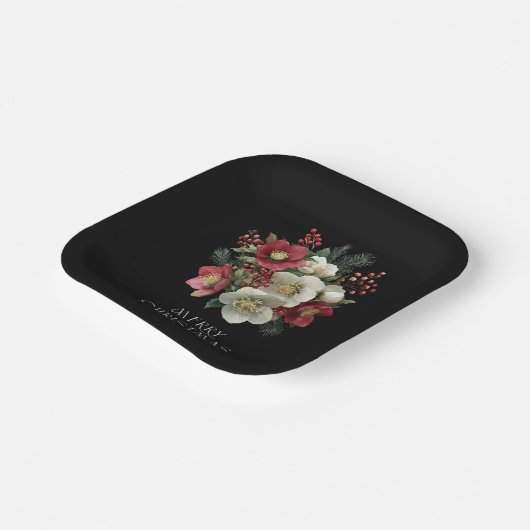 Assiettes En Carton Joyeux Noël Peinture Hellebore Conception de vacan (Angulaire)