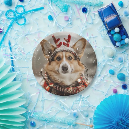 Assiettes En Carton Joyeux Noël Pembroke Welsh Corgi Chien (Fête)