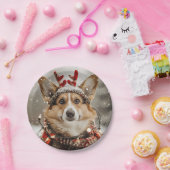 Assiettes En Carton Joyeux Noël Pembroke Welsh Corgi Chien (Fête)