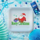 Assiettes En Carton Joyeux Noël Père Noël avec cadeau (Fête)