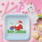 Assiettes En Carton Joyeux Noël Père Noël avec cadeau (Fête)