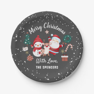 Assiettes En Carton Joyeux Noël Père Noël Deer Snowman Fête