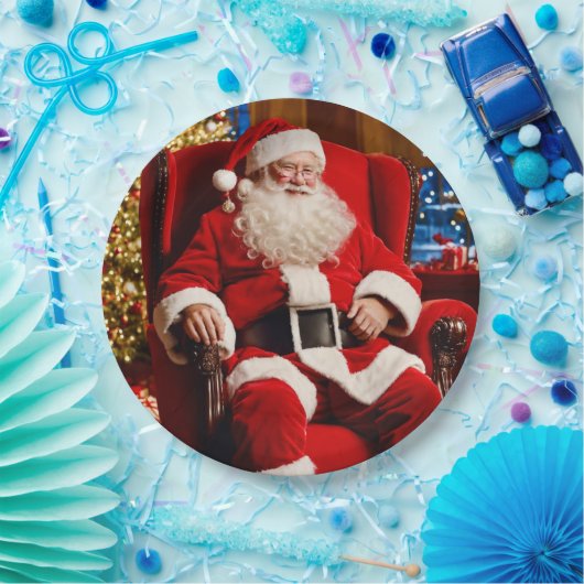 Assiettes En Carton Joyeux Noël Père Noël Plaque en papier (Fête)