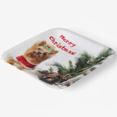 Assiettes En Carton Joyeux Noël Père Noël Yorkie avec arbre de Noël (Angulaire)