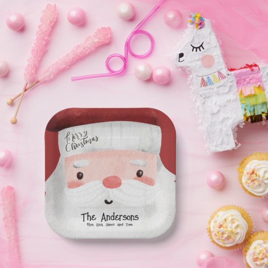 Assiettes En Carton Joyeux Noël personnalisé mignon Père Noël visage (Fête)