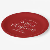 Assiettes En Carton Joyeux Noël personnalisé rouge (Angle)