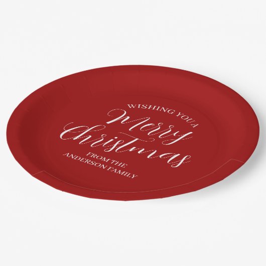 Assiettes En Carton Joyeux Noël personnalisé rouge (Angle)