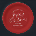 Assiettes En Carton Joyeux Noël personnalisé rouge<br><div class="desc">Plus de jolis produits de Noël dans le magasin Little Bayleigh!</div>