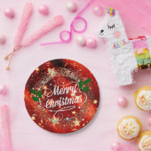 Assiettes En Carton Joyeux Noël pétillant et brillant  (Fête)