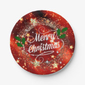 Assiettes En Carton Joyeux Noël pétillant et brillant  (Devant)