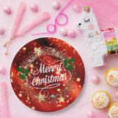 Assiettes En Carton Joyeux Noël pétillant et parties scintillant (Fête)