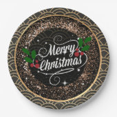 Assiettes En Carton Joyeux Noël, pétillant et parties scintillant, (Devant)