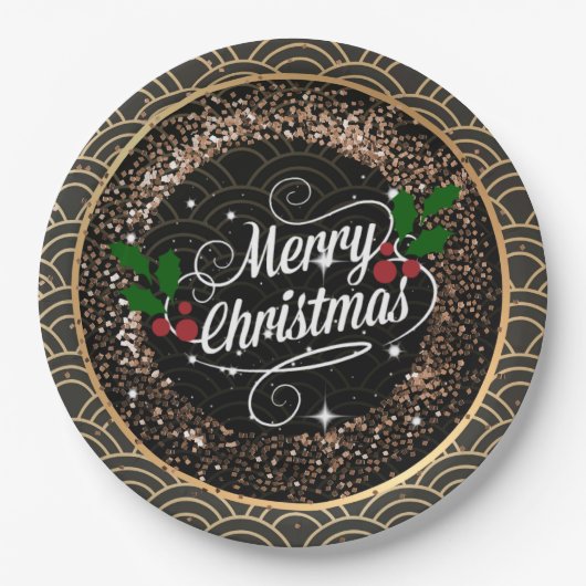 Assiettes En Carton Joyeux Noël, pétillant et parties scintillant, (Devant)