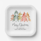 Assiettes En Carton Joyeux Noël Pine Arbres Fête Fête (Recto)