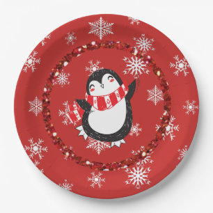 Assiettes En Carton Joyeux Noël Pingouin Fête Plaques papier