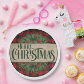 Assiettes En Carton Joyeux Noël Plaques en papier rouge et noir (Fête)