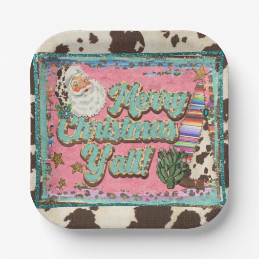 Assiettes En Carton Joyeux Noël, plaques en papier Y’all (Recto)