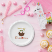 Assiettes En Carton Joyeux Noël+Pudding Design (Fête)