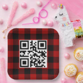 Assiettes En Carton Joyeux Noël QR Code Sur Buffalo Plaid (Fête)