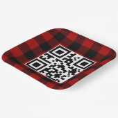 Assiettes En Carton Joyeux Noël QR Code Sur Buffalo Plaid (Angulaire)