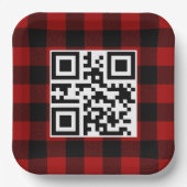 Assiettes En Carton Joyeux Noël QR Code Sur Buffalo Plaid (Recto)