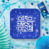 Assiettes En Carton Joyeux Noël QR Code sur les flocons de neige (Fête)