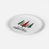 Assiettes En Carton Joyeux Noël Red Green Plaid Arbres (Angle)