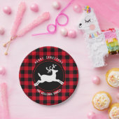 Assiettes En Carton Joyeux Noël Reindeer Rouge Black Buffalo Check (Fête)