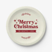 Assiettes En Carton Joyeux Noël Retro Super (Devant)