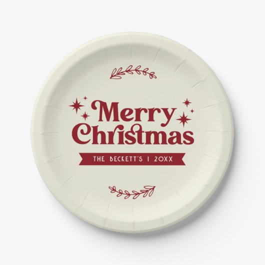 Assiettes En Carton Joyeux Noël Retro Super (Devant)