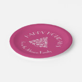 Assiettes En Carton Joyeux Noël rose moderne (Angle)