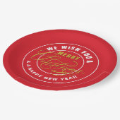 Assiettes En Carton Joyeux Noël Rouge  (Angle)