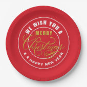 Assiettes En Carton Joyeux Noël Rouge  (Devant)