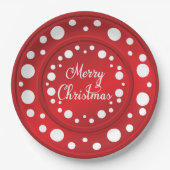 Assiettes En Carton Joyeux Noël rouge blanc points motif (Devant)