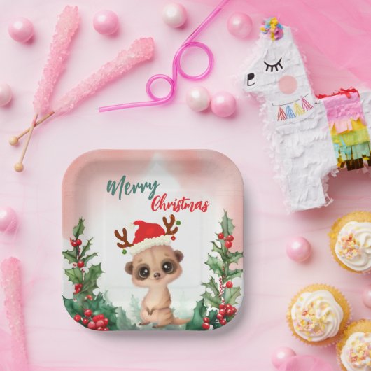 Assiettes En Carton Joyeux Noël Rouge Cachemire Père Noël fête de Noël (Fête)