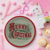 Assiettes En Carton Joyeux Noël rouge et vert (Fête)