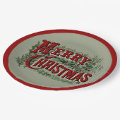 Assiettes En Carton Joyeux Noël rouge et vert (Angle)