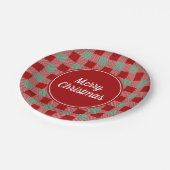 Assiettes En Carton Joyeux Noël Rouge Et Vert Plaid Classique (Angle)